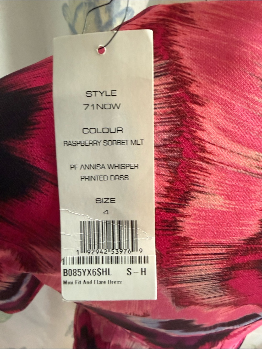 French Connection Hot Pink Abstract Mini Dress - Pockets! Size 4 - Picture 7 of 11